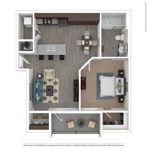 a floor plan of a 1 bedroom apartment